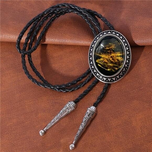 Bolo Tie Leather Necktie, 01 - Picture 1 of 6